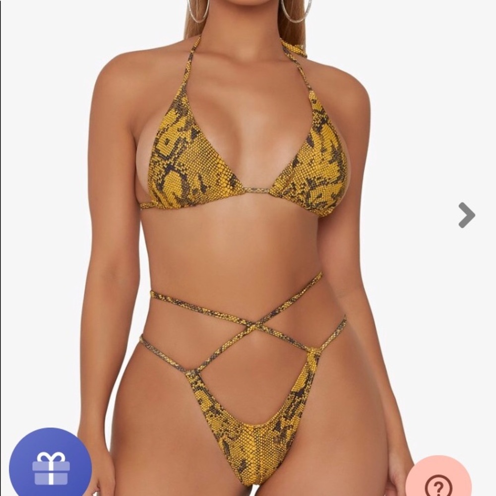 Yellow snake print bikini